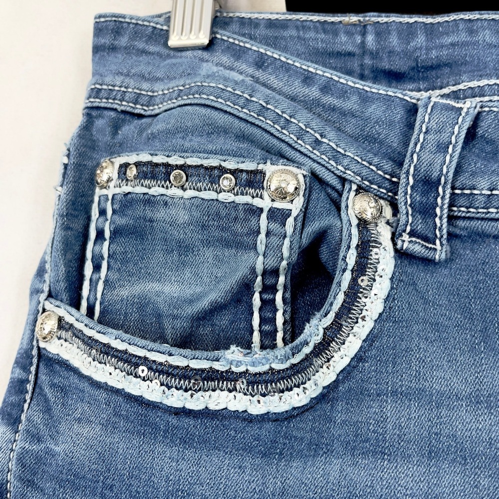 Sexy Couture Womens Jeans Size 17 Y2K McBling Western Rhinestone Country Stretch - Picture 5 of 15